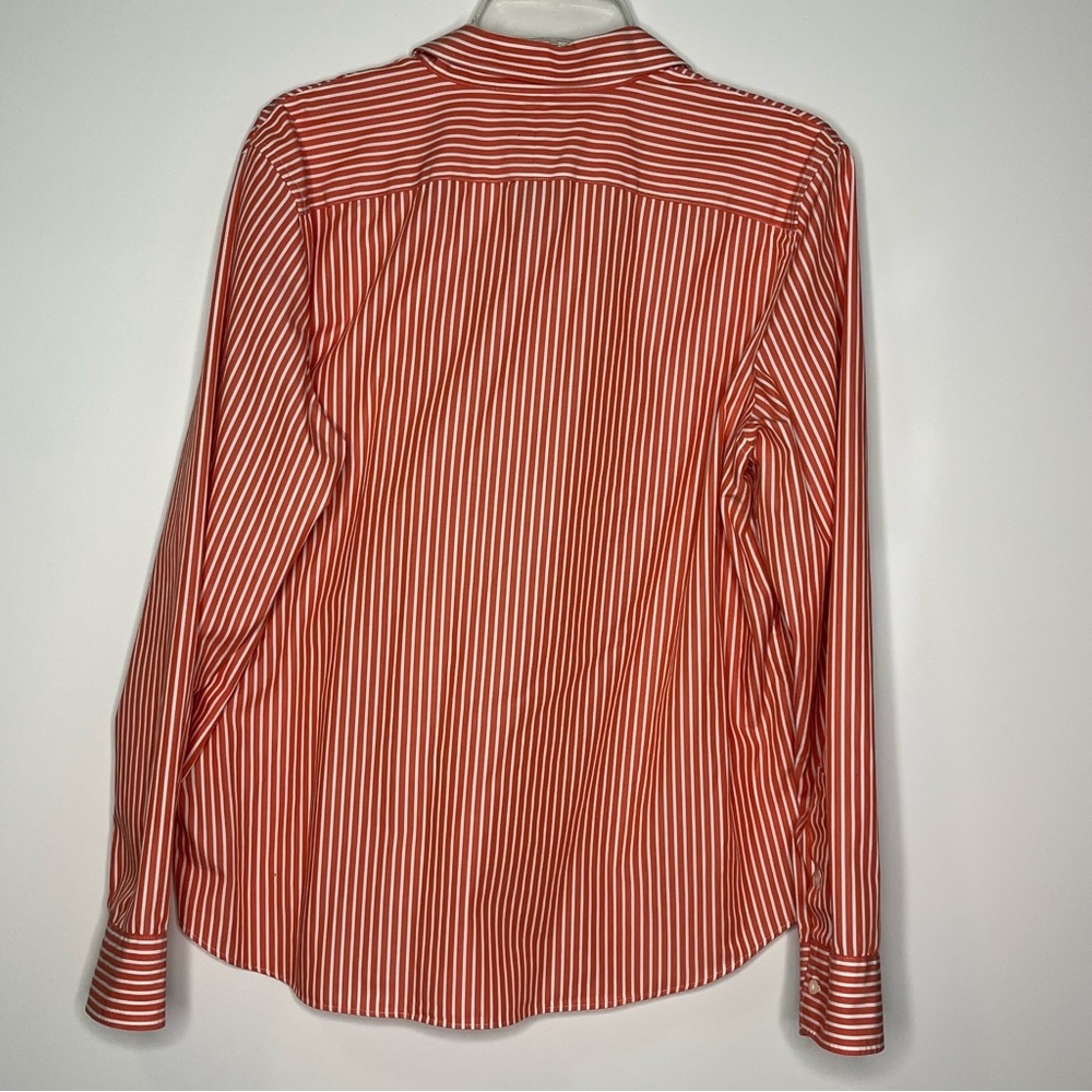 Chaps Ralph Lauren Orange Stripe No Iron Long Sleeve Collar Button Down Shirt XL - Picture 2 of 13